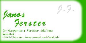 janos ferster business card